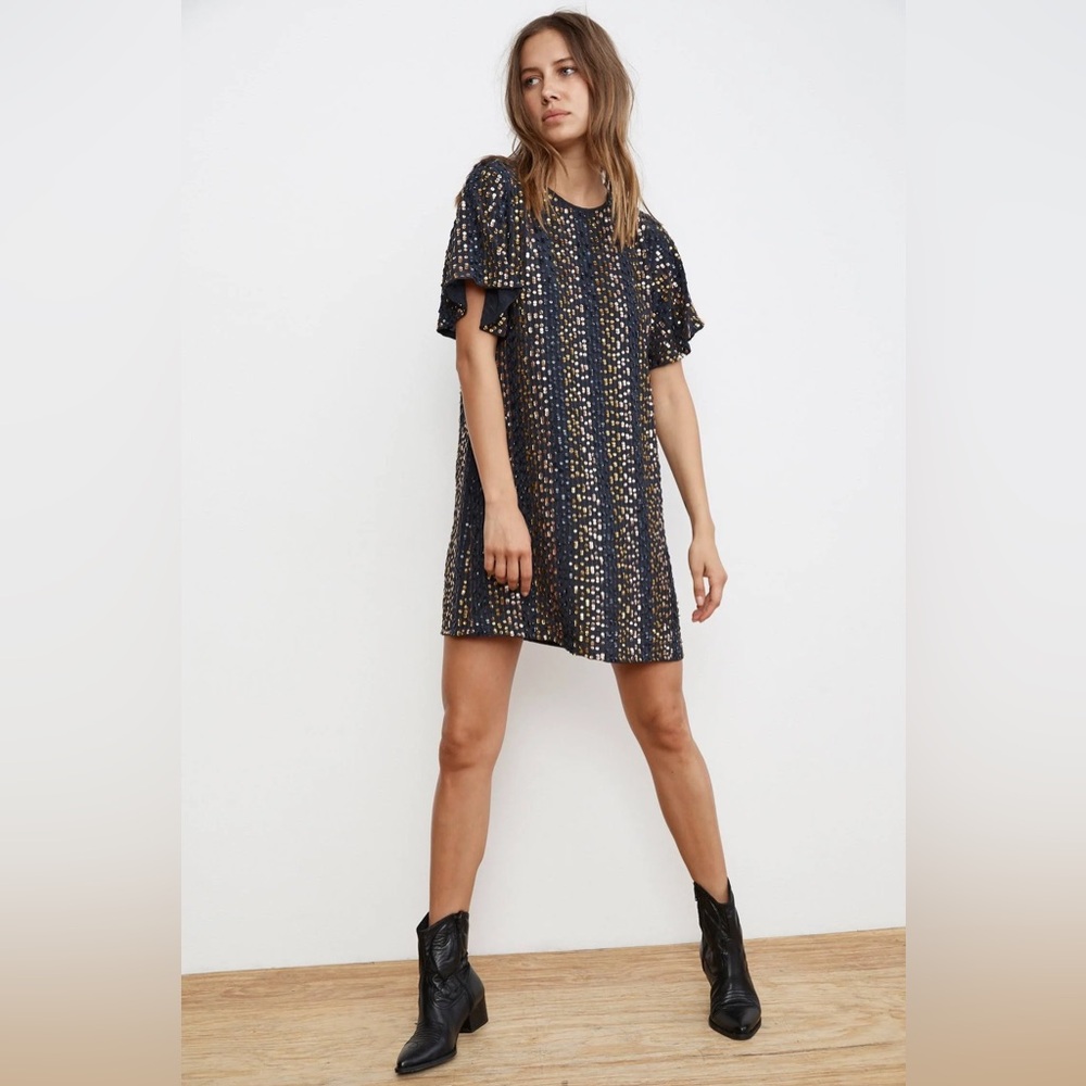 Velvet By Graham & Spencer Vivi Black Sequin Embellished Dress